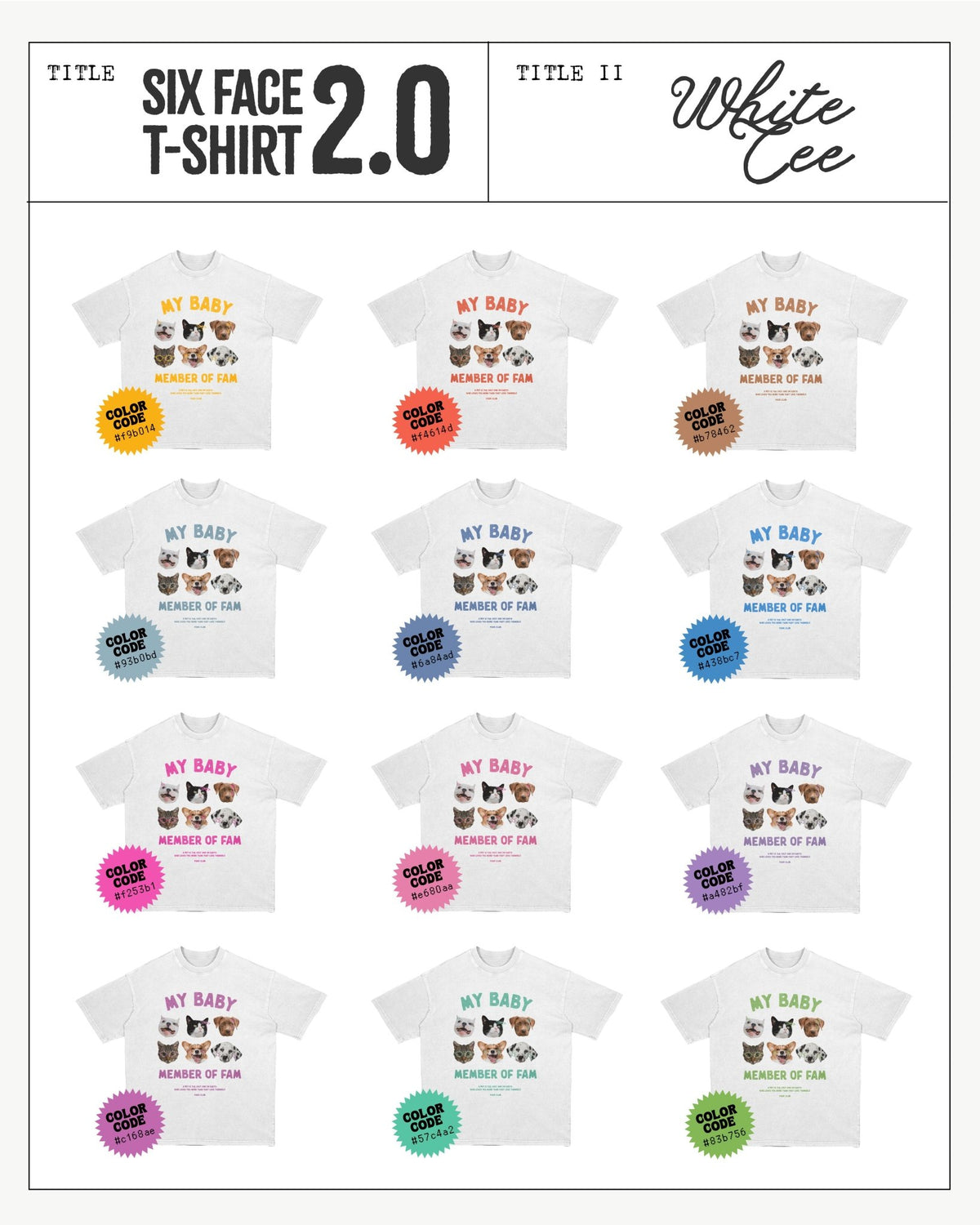 SIX FACE T - SHIRT 2.0 寵物六頭落肩踢恤 - 𝗣𝗢𝗢𝗣 𝗖𝗟𝗨𝗕®